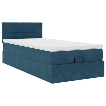 vidaXL Ottoman-Bett mit Matratze Dunkelblau 90x200 cm Samt