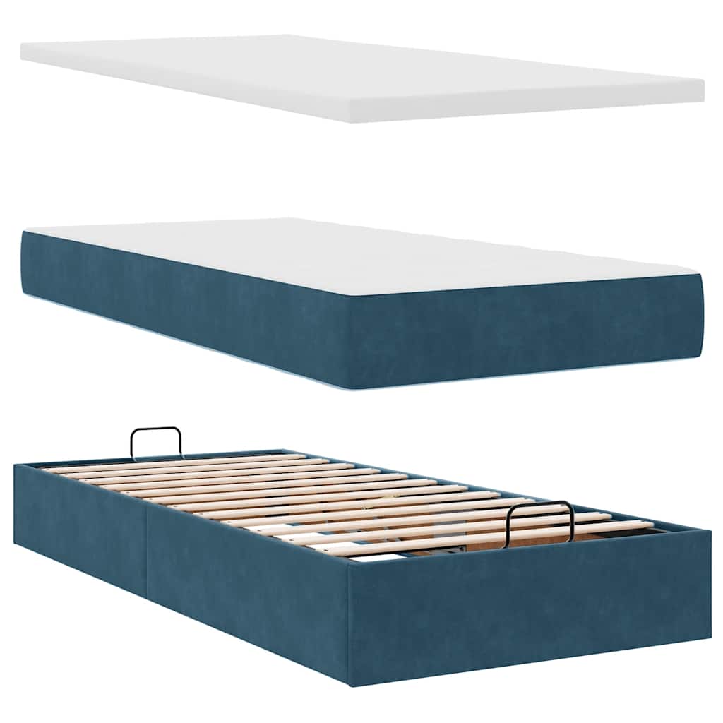 vidaXL Ottoman-Bett mit Matratze Dunkelblau 90x200 cm Samt