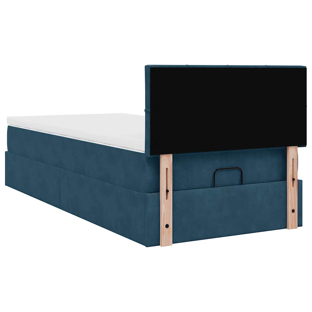 vidaXL Ottoman-Bett mit Matratze Dunkelblau 90x200 cm Samt