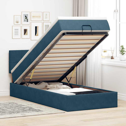 vidaXL Ottoman-Bett mit Matratze Dunkelblau 90x200 cm Samt