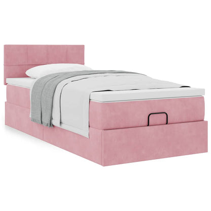 vidaXL Lit ottoman avec matelas Rose 90x200 cm Velours
