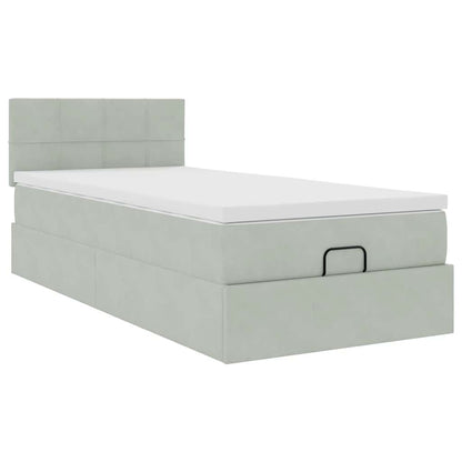 vidaXL Ottoman-Bett mit Matratze Hellgrau 100x200 cm Samt