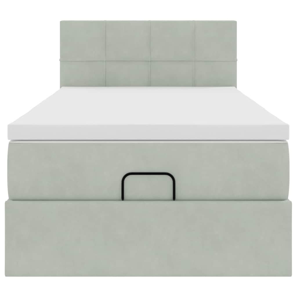 vidaXL Ottoman-Bett mit Matratze Hellgrau 100x200 cm Samt
