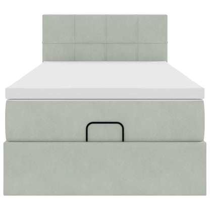 vidaXL Ottoman-Bett mit Matratze Hellgrau 100x200 cm Samt