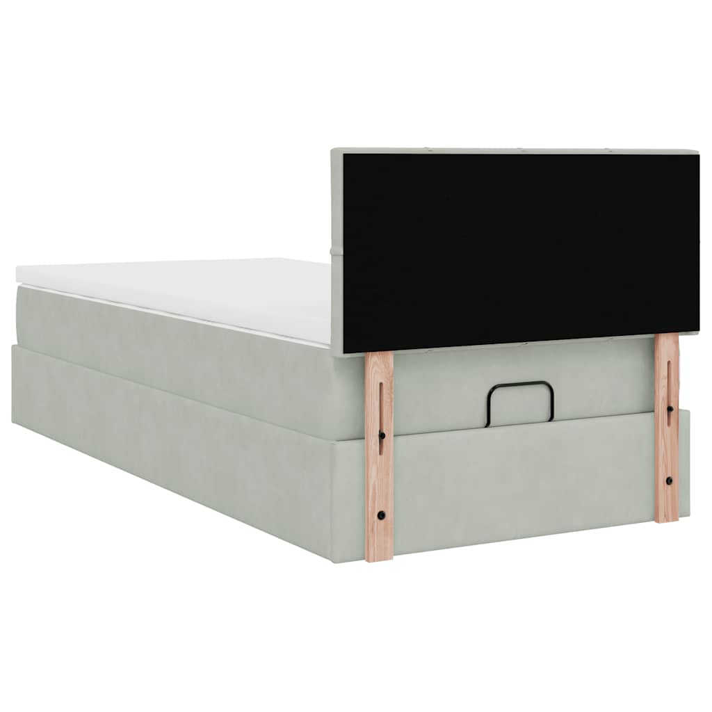 vidaXL Ottoman-Bett mit Matratze Hellgrau 100x200 cm Samt