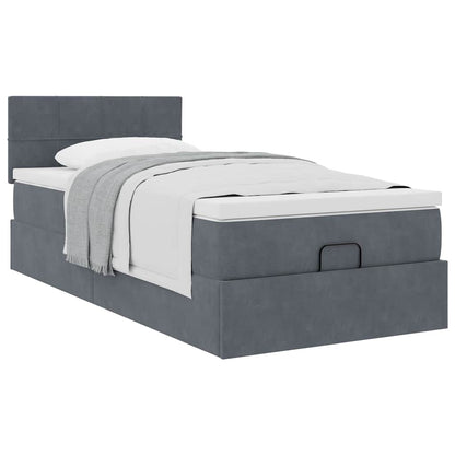 vidaXL Ottoman-Bett mit Matratze Dunkelgrau 100x200 cm Samt