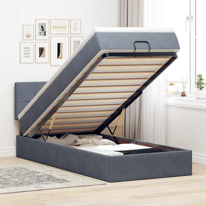vidaXL Ottoman-Bett mit Matratze Dunkelgrau 100x200 cm Samt
