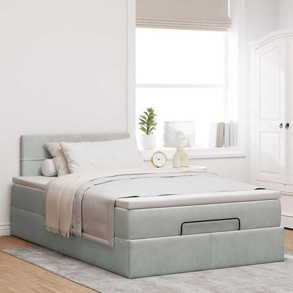 vidaXL Lit ottoman avec matelas Gris clair 120x190 cm Velours