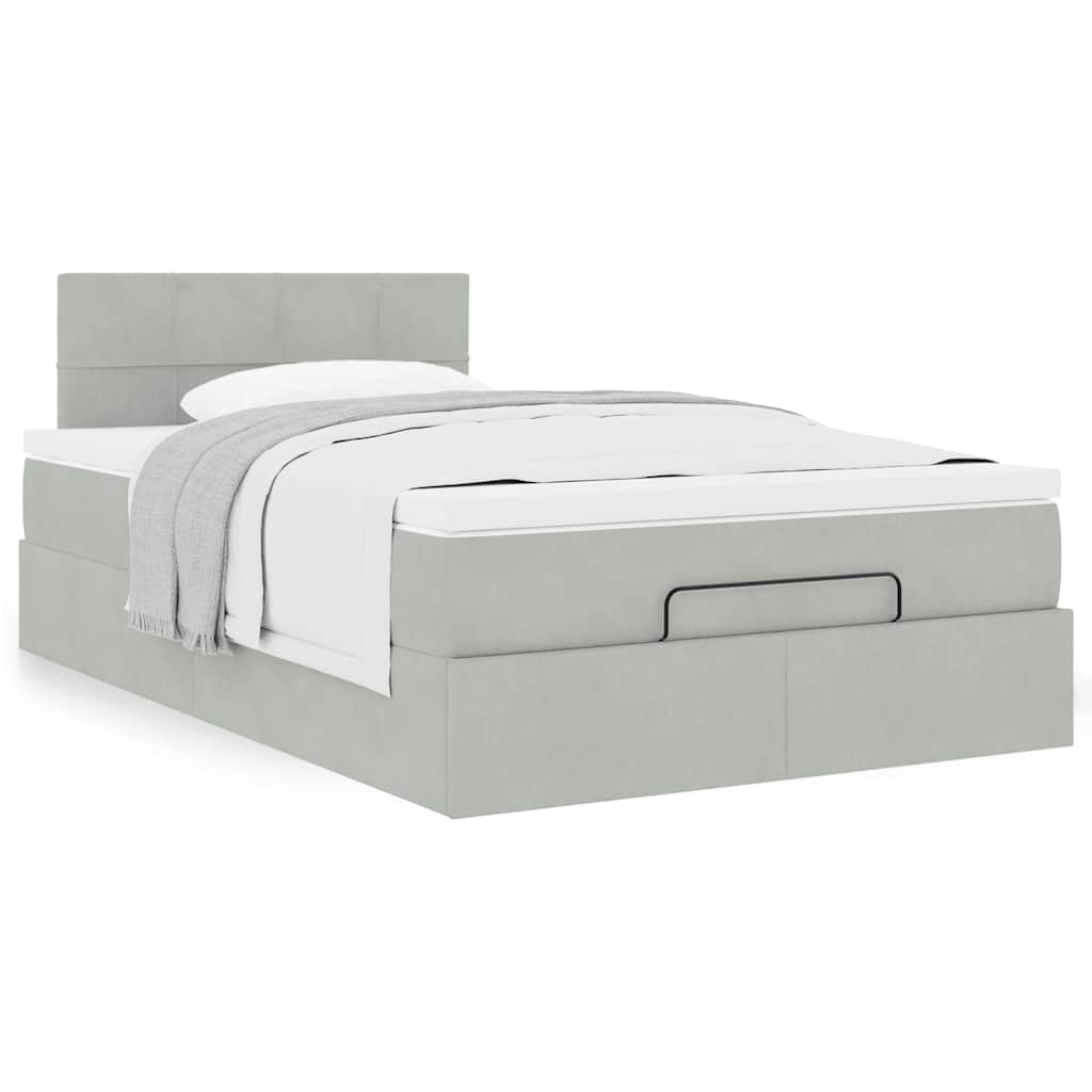 vidaXL Lit ottoman avec matelas Gris clair 120x190 cm Velours