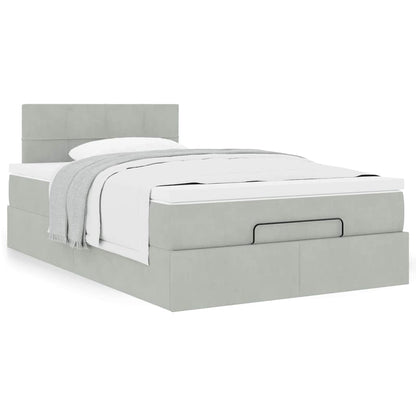 vidaXL Lit ottoman avec matelas Gris clair 120x190 cm Velours