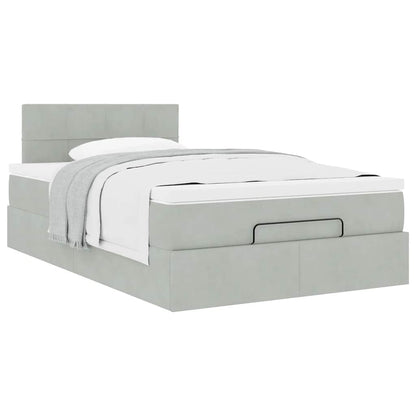 vidaXL Lit ottoman avec matelas Gris clair 120x190 cm Velours