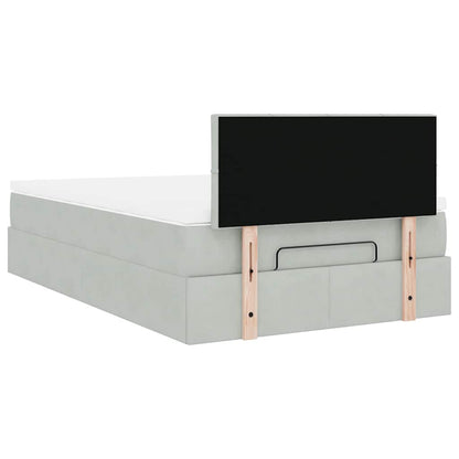 vidaXL Lit ottoman avec matelas Gris clair 120x190 cm Velours