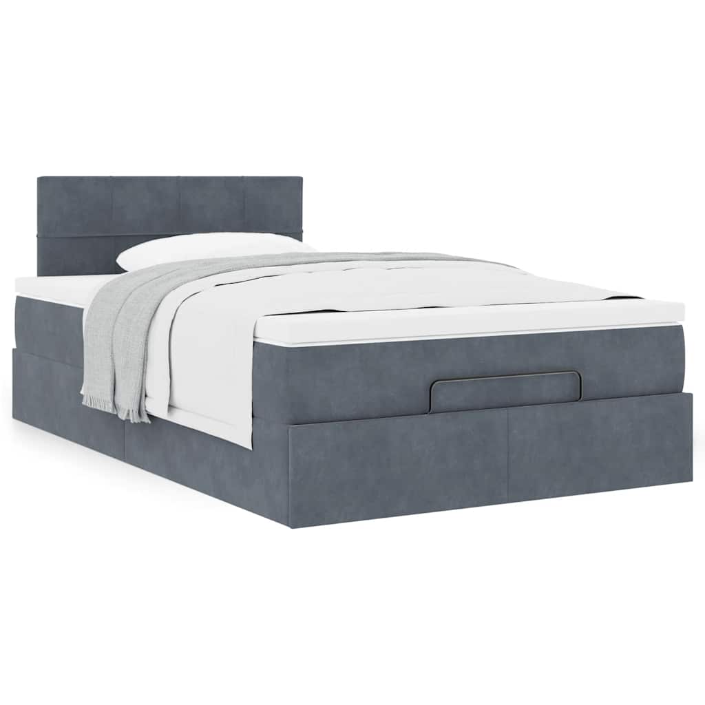 vidaXL Ottoman-Bett mit Matratze Dunkelgrau 120x190 cm Samt