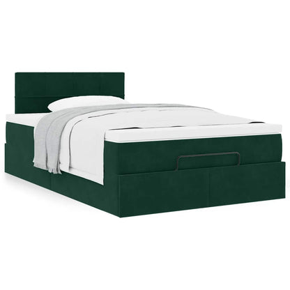 vidaXL Ottoman-Bett mit Matratze Dunkelgrün 120x190 cm Samt