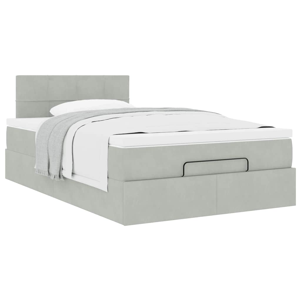 vidaXL Lit ottoman avec matelas Gris clair 120x200 cm Velours