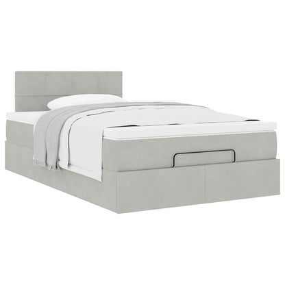vidaXL Lit ottoman avec matelas Gris clair 120x200 cm Velours