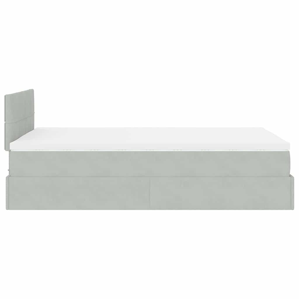 vidaXL Lit ottoman avec matelas Gris clair 120x200 cm Velours