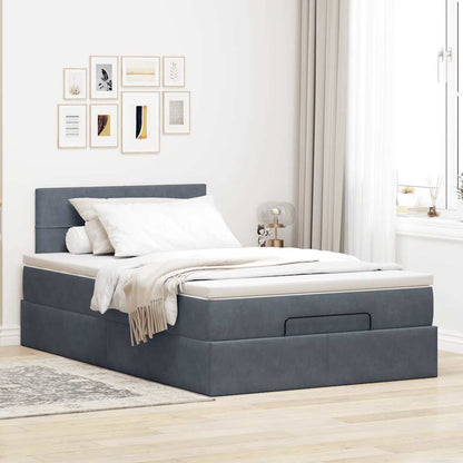 vidaXL Ottoman-Bett mit Matratze Dunkelgrau 120x200 cm Samt