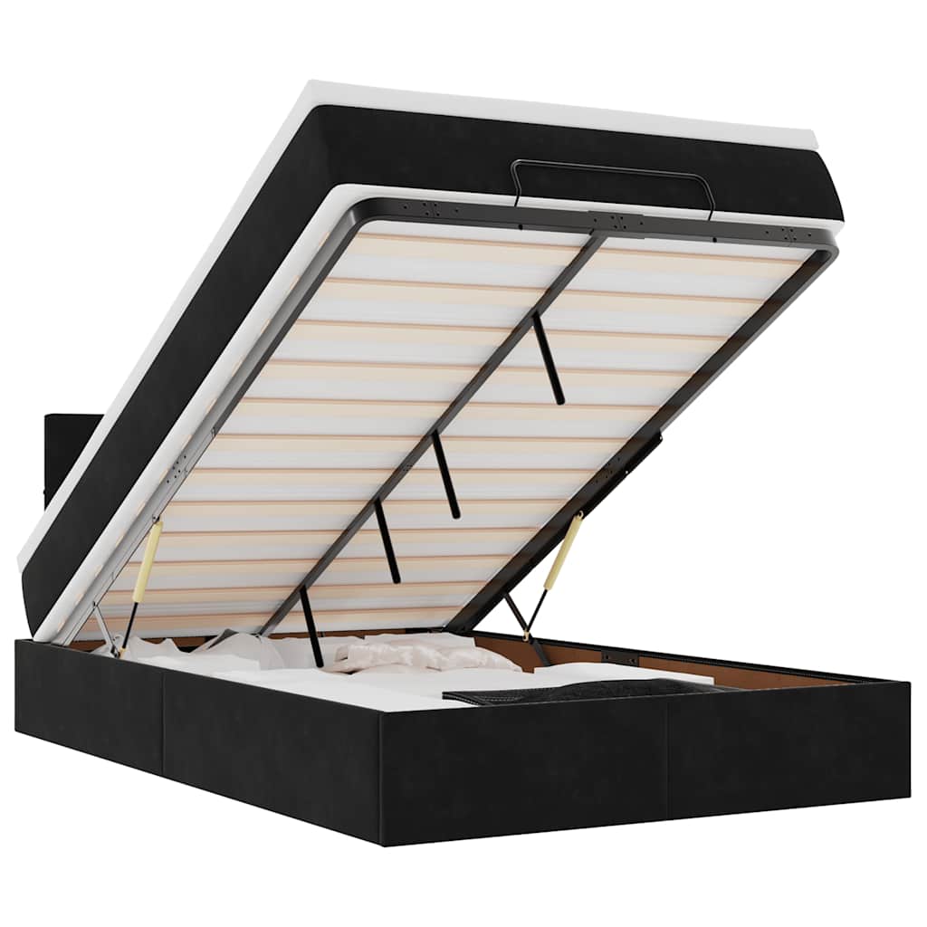 Ottoman-Bett mit Matratze Schwarz 120x200 cm Samt