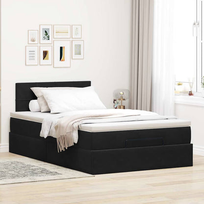 Ottoman-Bett mit Matratze Schwarz 120x200 cm Samt