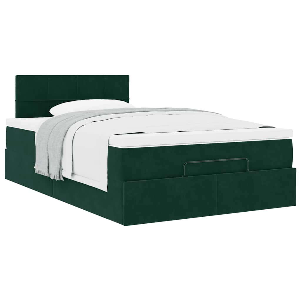 vidaXL Ottoman-Bett mit Matratze Dunkelgrün 120x200 cm Samt
