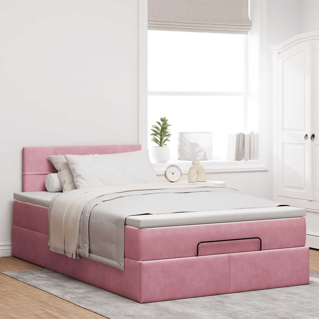 Ottoman-Bett mit Matratze Rosa 120x200 cm Samt