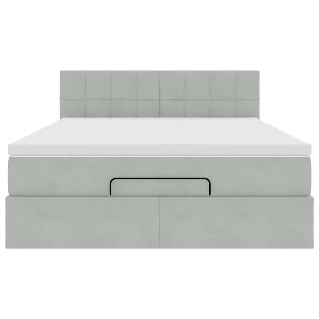 vidaXL Ottoman-Bett mit Matratze Hellgrau 140x190 cm Samt