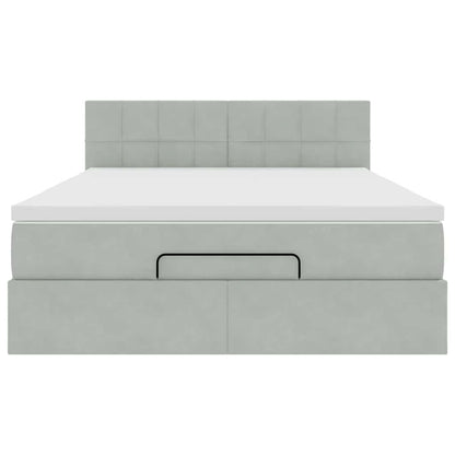 vidaXL Ottoman-Bett mit Matratze Hellgrau 140x190 cm Samt