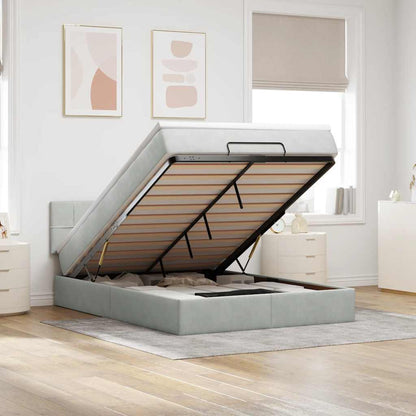 vidaXL Ottoman-Bett mit Matratze Hellgrau 140x190 cm Samt