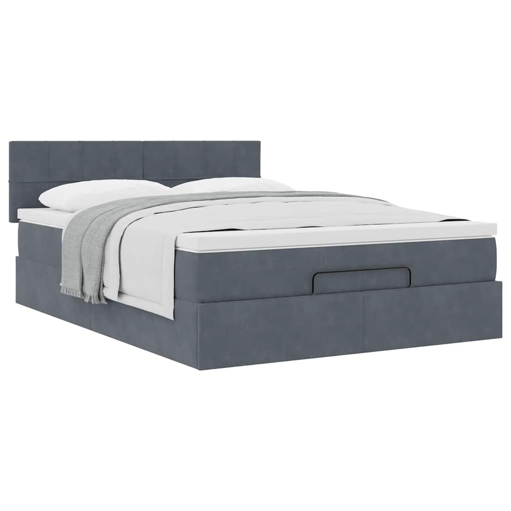 vidaXL Lit ottoman avec matelas gris foncé 140x190 cm velours