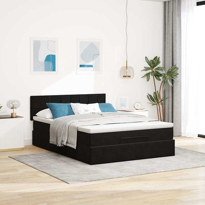 vidaXL Ottoman-Bett mit Matratze Schwarz 140x190 cm Samt
