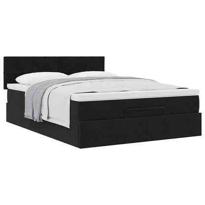 vidaXL Ottoman-Bett mit Matratze Schwarz 140x190 cm Samt