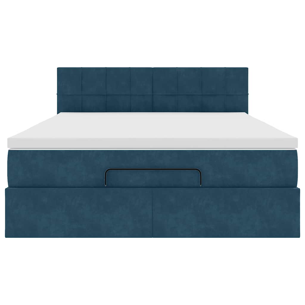 vidaXL Ottoman-Bett mit Matratze Dunkelblau 140x190 cm Samt
