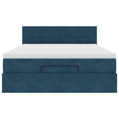 vidaXL Ottoman-Bett mit Matratze Dunkelblau 140x190 cm Samt