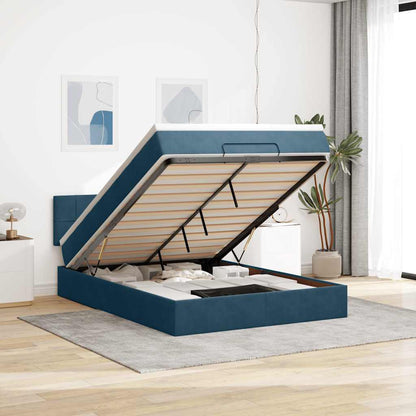 vidaXL Ottoman-Bett mit Matratze Dunkelblau 140x190 cm Samt