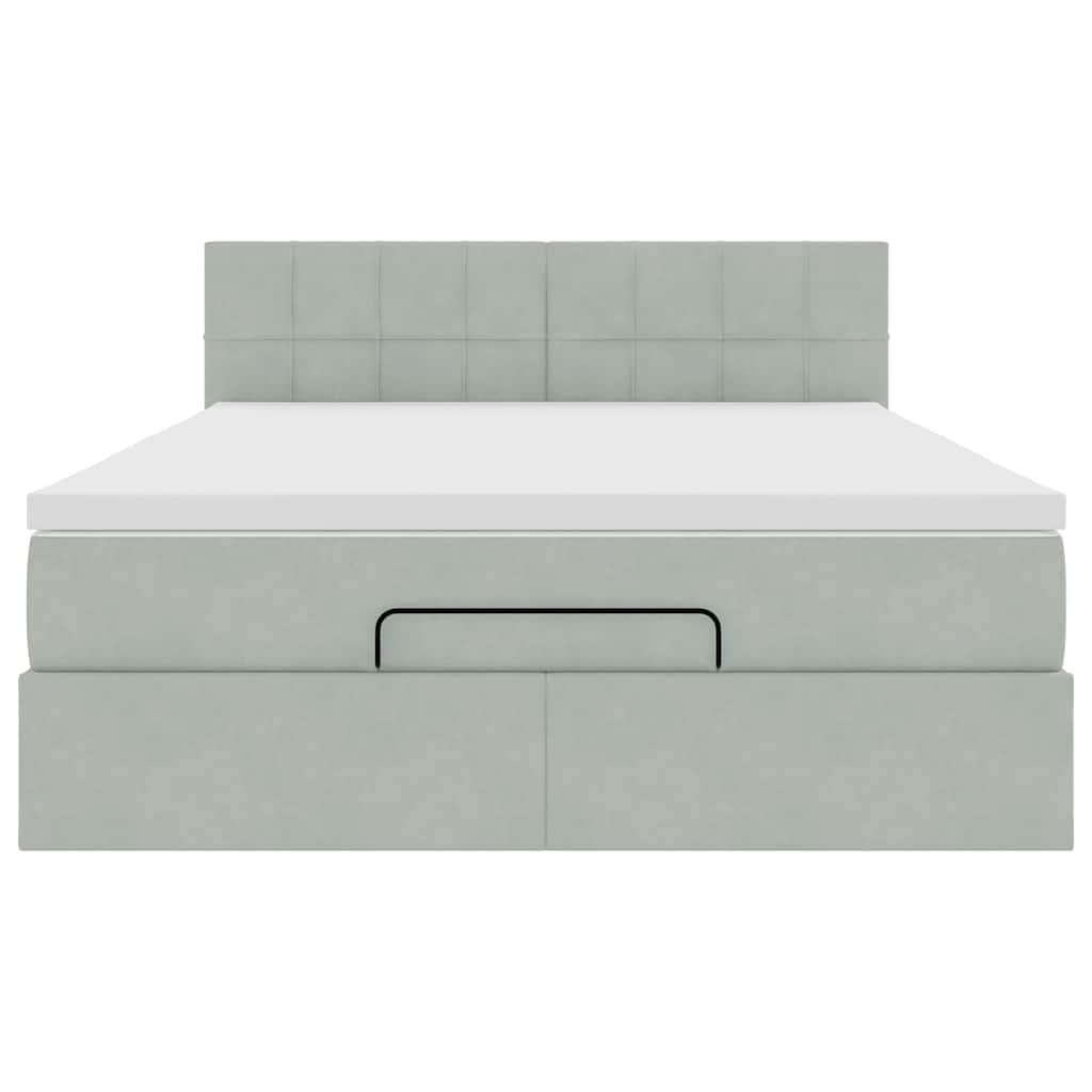 vidaXL Ottoman-Bett mit Matratze Hellgrau 140x200 cm Samt
