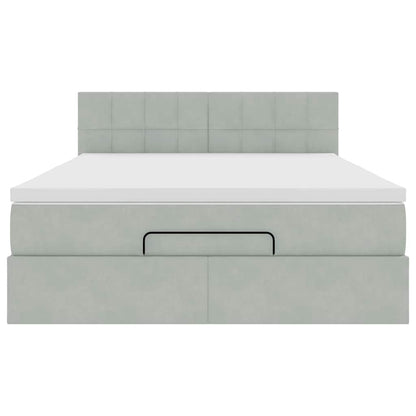 vidaXL Ottoman-Bett mit Matratze Hellgrau 140x200 cm Samt