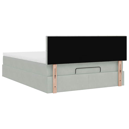 vidaXL Ottoman-Bett mit Matratze Hellgrau 140x200 cm Samt
