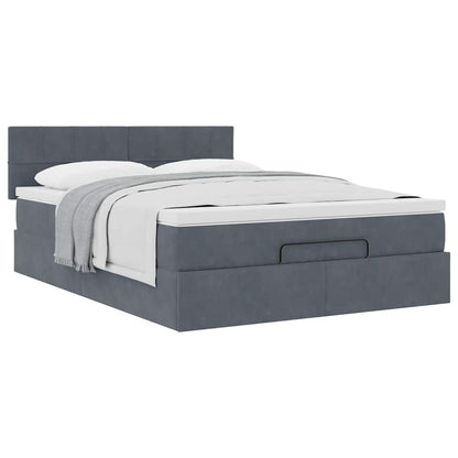 vidaXL Ottoman-Bett mit Matratze Dunkelgrau 140x200 cm Samt