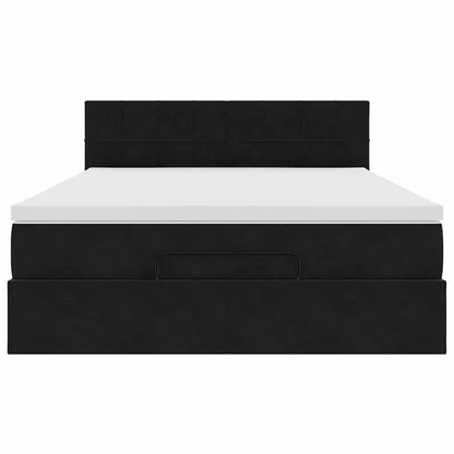 Ottoman-Bett mit Matratze Schwarz 140x200 cm Samt