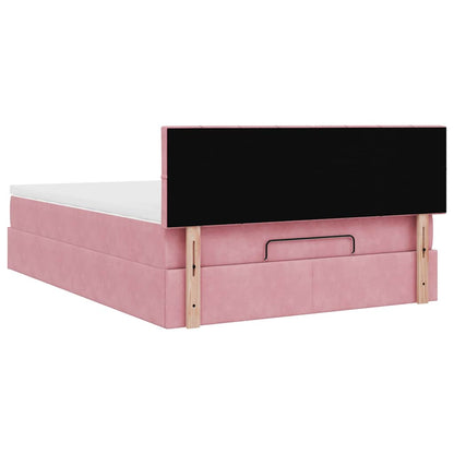 Ottoman-Bett mit Matratze Rosa 140x200 cm Samt
