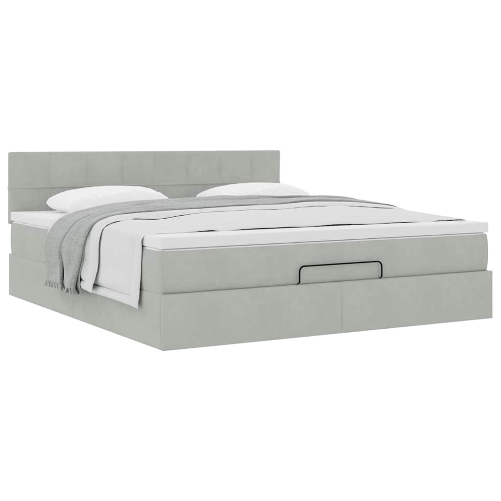 vidaXL Ottoman-Bett mit Matratze Hellgrau 160x200 cm Samt
