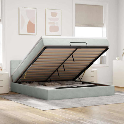 vidaXL Ottoman-Bett mit Matratze Hellgrau 160x200 cm Samt