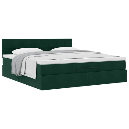 vidaXL Ottoman-Bett mit Matratze Dunkelgrün 160x200 cm Samt