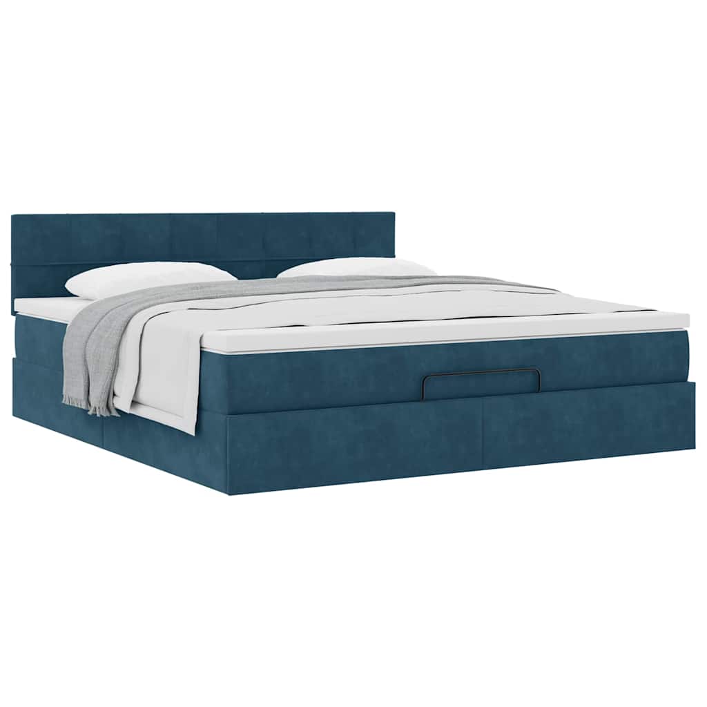 vidaXL Ottoman-Bett mit Matratze Dunkelblau 160x200 cm Samt