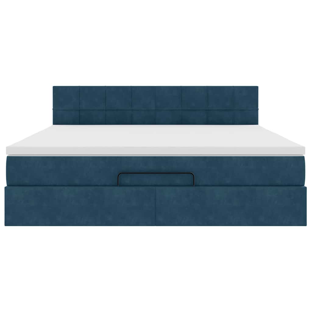 vidaXL Ottoman-Bett mit Matratze Dunkelblau 160x200 cm Samt
