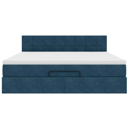 vidaXL Ottoman-Bett mit Matratze Dunkelblau 160x200 cm Samt