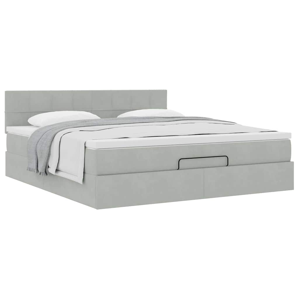 vidaXL Ottoman-Bett mit Matratze Hellgrau 180x200 cm Samt