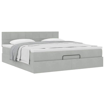 vidaXL Ottoman-Bett mit Matratze Hellgrau 180x200 cm Samt