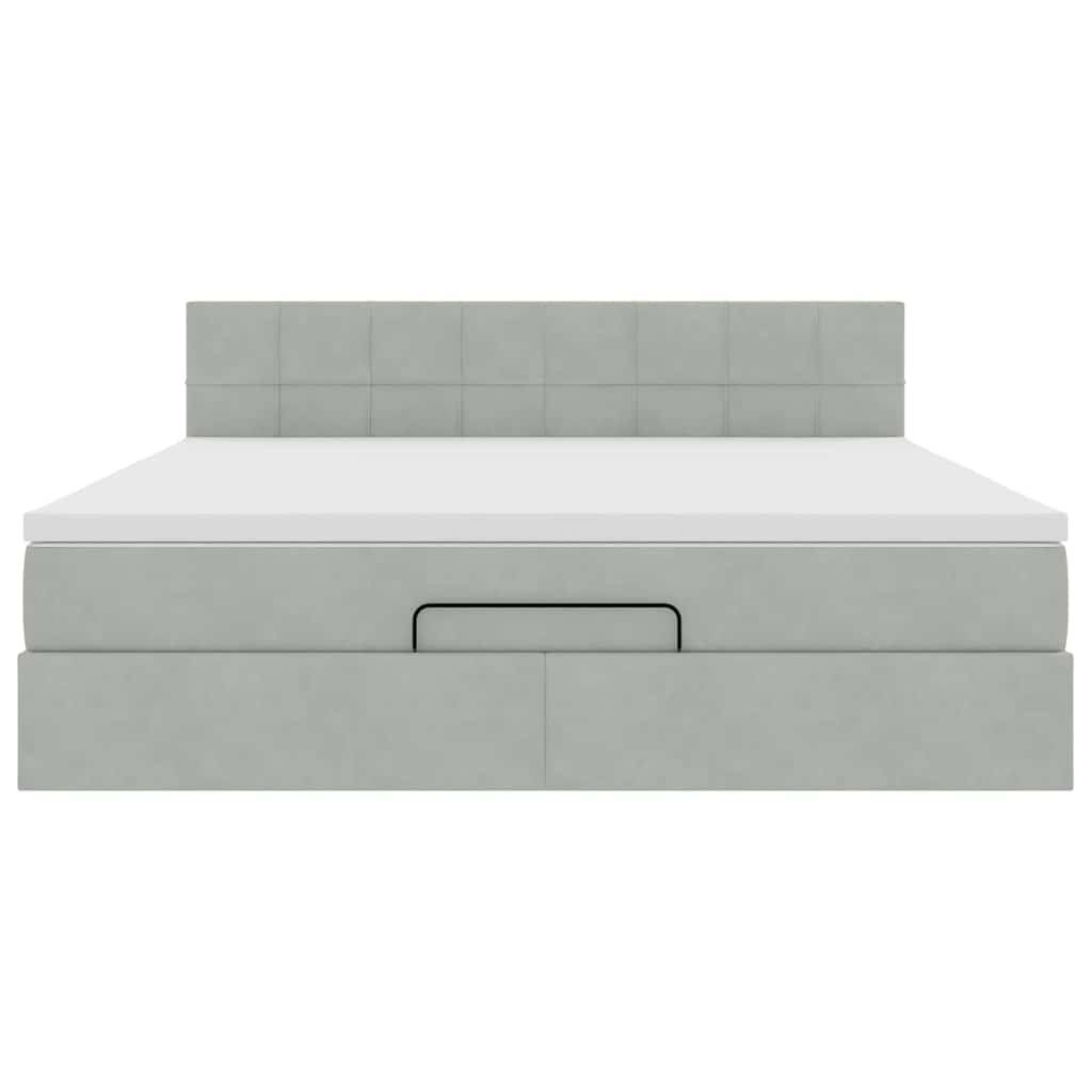 vidaXL Ottoman-Bett mit Matratze Hellgrau 180x200 cm Samt